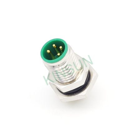 Conector macho M8 con código A de 4 pines - El conector de 4 pines IP68 M8 con código A adopta un diseño de doble tornillo de plano plano para evitar que el conector gire.